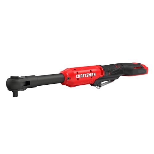 CRAFTSMAN V20 Electric Ratchet, Extended Reach, Cordless 3/8 Ratchet with Multi-Size 1/4 and 1/2 Drive Interchangeable Anvils, LED Light, 300 RPM, 40 ft-lbs Torque, Battery Not Included (CMCF936B)