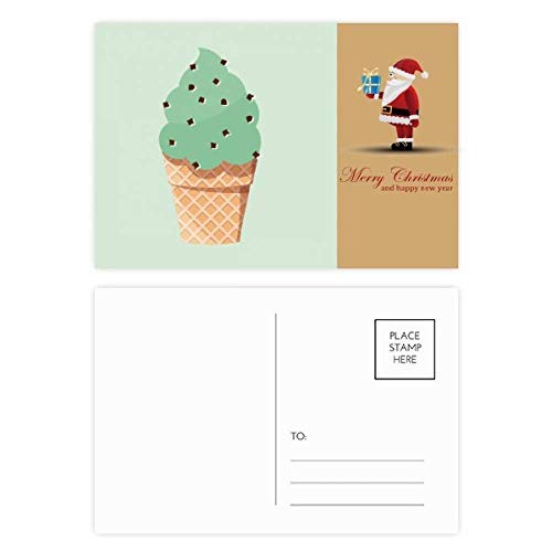 Cartes postales avoine vertes Père Noël au fini papier haut de gamme