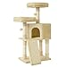 Feandrea Kratzbaum klein, Katzenbaum mit Kratzbrett, Plattformen, für Katze, weicher Plüsch, 115 cm, vollständig mit Sisal umwickelte Säule, beige PCT141M01