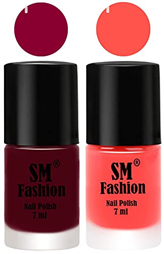Image of Long Lasting Nail Polish | Nail Paint Combo 7 ml Each) - Set of 2 Boysenberry-Baby Pink
