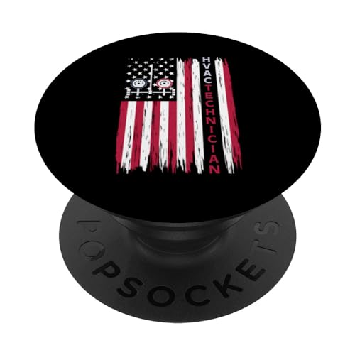 HVAC Technician American Flag Novelty Funny US Flag PopSockets Standard PopGrip