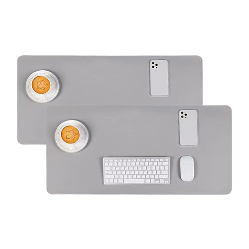 Juego de 2 vades de escritorio de piel 70 x 35 cm, antideslizante, alfombrilla multifuncional para ordenador portátil, protector de mesa impermeable, protector de mesa para oficina en casa (G)