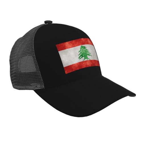 Flag of Lebanon Mesh Baseball Cap - Classic Adjustable Peak Cap, Trucker Hat for Men & Women