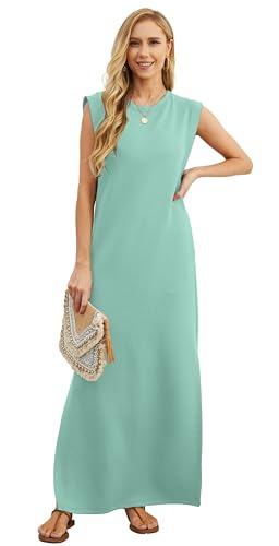 image for GRECERELLE Women Summer Petite Round Neck Loose Split Casual Maxi Dres