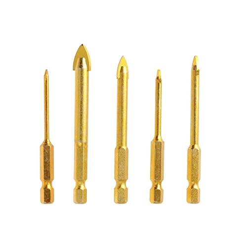 Driak 5Pcs Tungsten Carbide Titanium Coated Glass And Tile Drill Bits Set For Ceramic Tile Marble Mirror Glass #TOP5