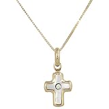  Collar con cruz en oro amarillo, nácar y circón - Gioiello Italiano