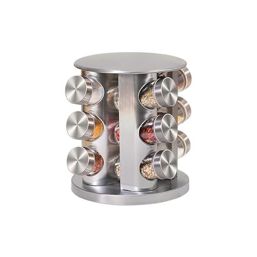 Feeling Mall Revolving Spice Tower|Round Spice Rack|Set Of 12 Spice Jars|Seasoning Storage Organization|Stainless Steel|Namak Dani|Kitchen Storage Organize - Tabletop, Tiered Shelf (B0846LLTSB) Amazon Price History, Amazon Price Tracker