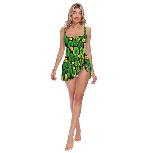 Maillot de bain une pièce pour femme Luckyhamrock amincissant imprimé trèfle