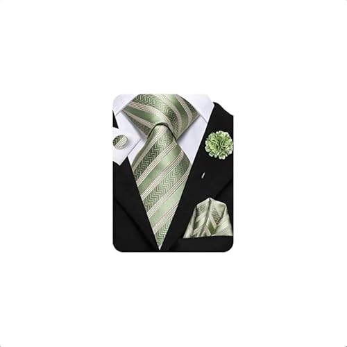 Set de corbata masculina de seda con pañuelo y gemelos