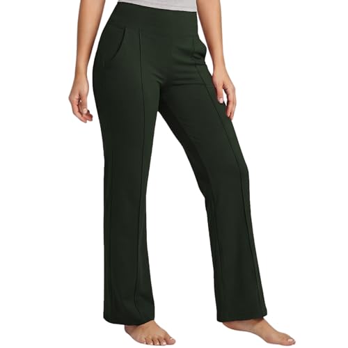 Image of NINQ Women High Waist Flare Pants Lite Regular | Smart Casual Korean Trouser for Office Wear, Gym, Sports, Travel & Daily Styling
