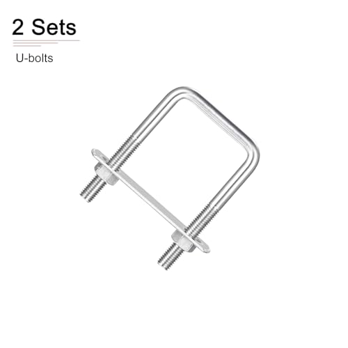 Image of DTGN M8x45x80mm(ThreadxWxL) Square U Bolt - 2Pack - Good for Trailer Pipe Replacement Parts - 304 Stainless Steel U Shape Bolts