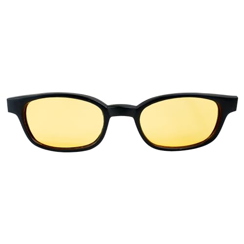 Pacific Coast Sunglasses X-KD's Biker Sunglasses Black Frames & Yellow Lenses2