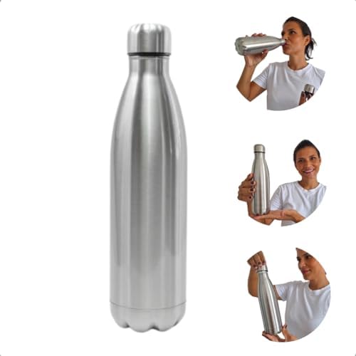 Garrafa Térmica Portátil Inox Parede Dupla Prata 500ml Frio 24h Q...