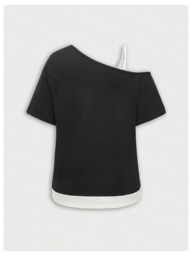 SOLY HUX Women's Plus Size Y2k Tops Gothic Graphic Tees Trendy Short Sleeve Asymmetrical Neck T Shirts2