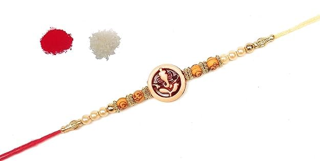 KOSWEEM ( Circle Ganesh Rakhi for Brothers Lord Ganesha Ganpati Bappa Rakhi Thread With Roli Chawal KOSWEEM ( Circle Ganesh Rakhi for Brothers Lord Ganesha Ganpati Bappa Rakhi Thread With Roli Chawal