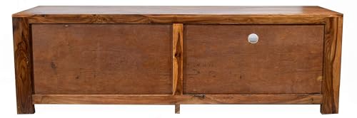 Image of Pure Sheesham Solid Wood TV Entertainment Unit Finish Color - Brown