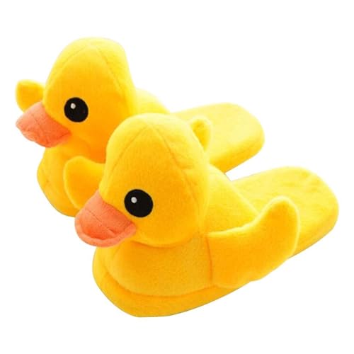 YUNZLAN Funny Yellow Duck Slippers for Women Girl Men Warm Fuzzy Non-slip Duck Shoes with Thick Sole for Home Indoor