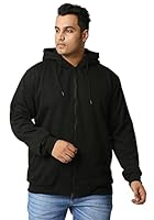 Wear Your Opinion Mens Fleece S To 5Xl Plus Size Zipper Regular Fit Hoodies Jacket For Winter Wear (Design: Solid,Black,Xxxxx-Large)