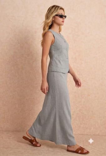 Image of FNOCKS Girls Cotton Linen Co-Ord Set