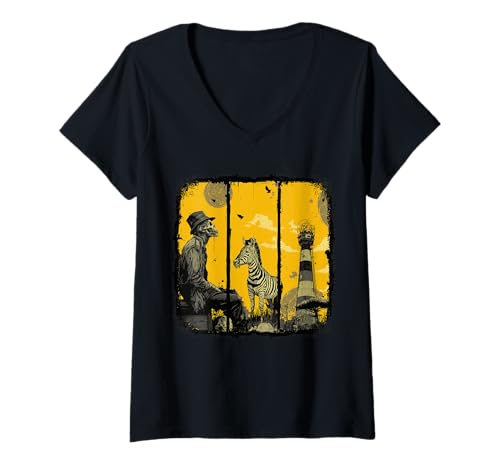 Mujer Cebras y Zombies Camiseta Cuello V