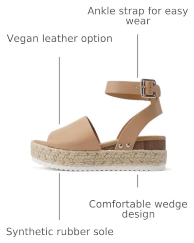 Image of Soda Topic Open Toe Buckle Ankle Strap Espadrilles Flatform Wedge Casual Sandal