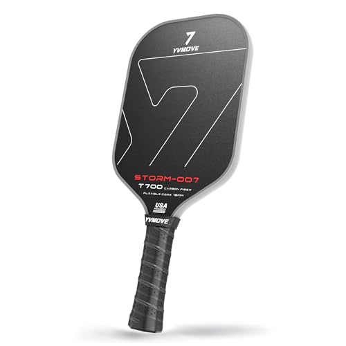 YVmove T700 Raw Carbon Fiber Pickleball Paddle, 16mm STR-Core Thermoformed Pickleball Racket for Ultimate Spin & Consistency, USAPA Approved Pro All-Court Paddle, Storm 007