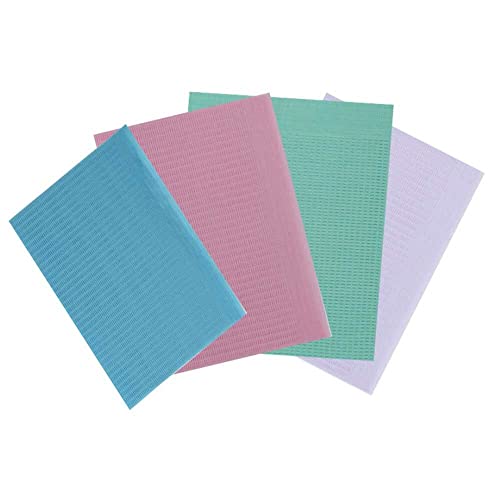 500Pcs Dental/Medical Grade Scudo Dental Bibs 3Ply By Vastmed | Soft & Waterproof Dentist Bibs For Medical Patients Dental Tray Covers, Tattoo Table Covers - (2+1Ply) 6.8G Patient Shield 13" X 18" #TOP3