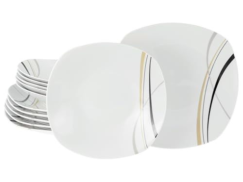 CreaTable, 24029, Serie Square City Line, 12-teiliges Geschirrset für...