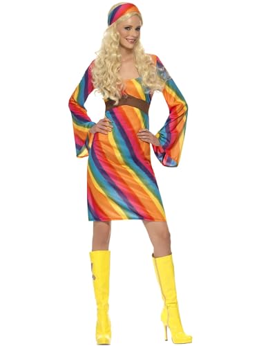 Fancy Dress Rainbow Hippie Costume (L)