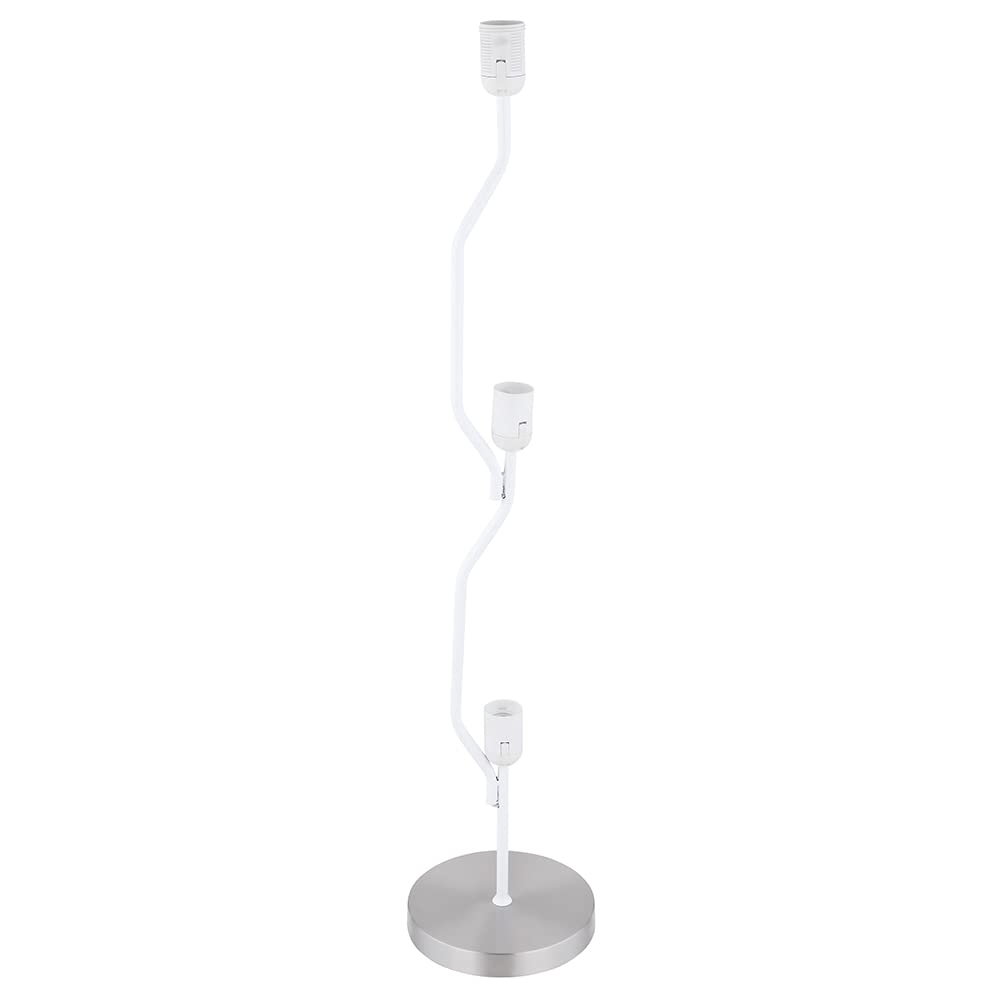 Stehlampe Esszimmer modern Säulenlampe 3 flammig Stehleuchte sandfarben mit Textilschirm, Metall nickel, 3x E27 Fassungen, DxH 19x110 cm