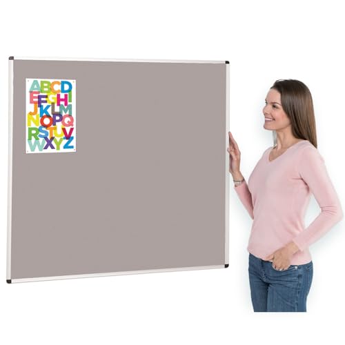 Aluminium Framed Grey Felt Notice Board | 120 x 120 cm | Bulletin Pinboard | 4 Colours - Ideal for Office, School, Healthcare