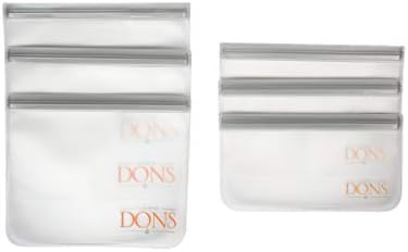 California Dons Deluxe Reusable Food Storage -Snack -Freezer-Sandwich Bags 6 Food Grade PEVA Quality Bags Keep Food Fresh airtight, Leakproof, And Ziplocked BPA,Pvc, lead Free