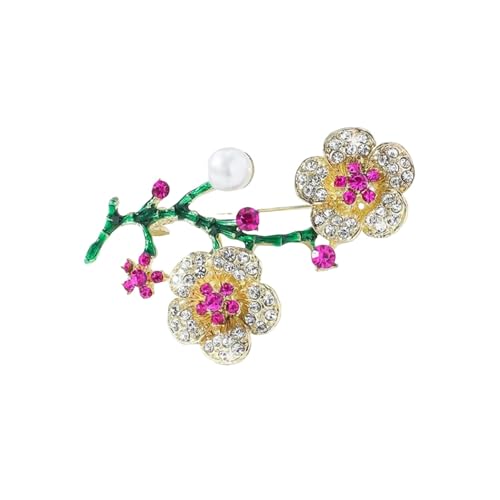Broche fleur de pêcher élégante en émail fait main pour sublimer un blazer chic