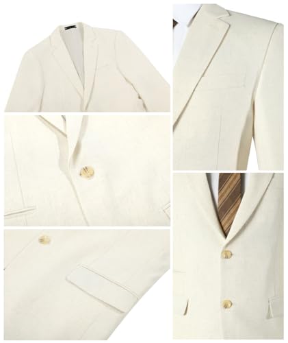 Casual Linen Blazer Men's Lightweight Jackets for Summer Beach Wedding Travel 2 Button Flap Pocket Slim Fit Sport Coats4