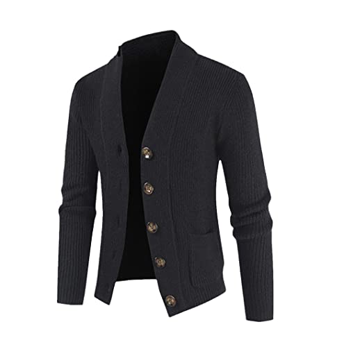 Cardigan en tricot noir homme XXL KEHAIOO à manches longues