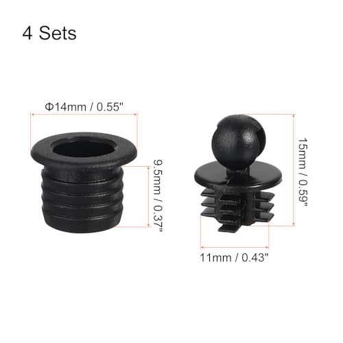 QUARKZMAN Guías de Rejilla de Altavoz de Plástico Tipo Bola y Socket de 11 mm de Diámetro para Accesorios de Piezas de Altavoz, Paquete de 4 - imagen 2