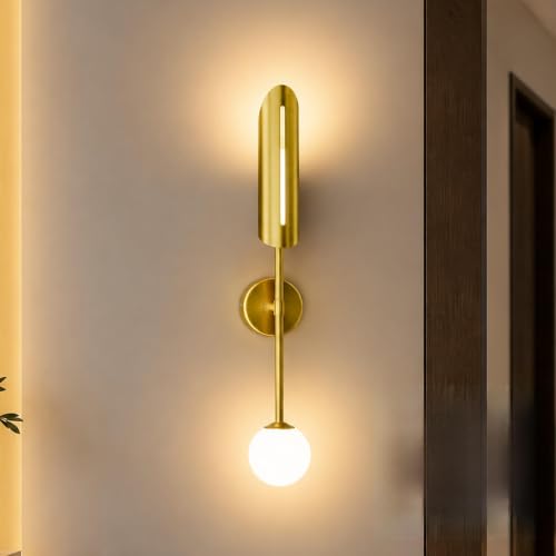 Image of Murphy Alaris Brass LED Wall Light 12W | Gold Decorative Wall Lamp | 3 in 1 White Color Modes | Aluminium Body | Indoor Designer Wall Light | 2 Year Warranty | Pack of 5