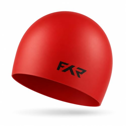 Image of Swimming Cap for Men, Women & Kids 6-14 Boys Girls |100% Silicone Swim Cap for Long Hair| Indian Head Size Cap Comfort (Red Sun, Plain)