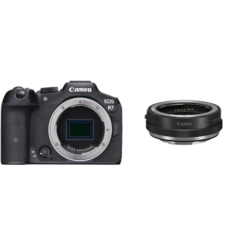 Canon EOS R7 Appareil Photo Hybride Format APS-C 325 Mpix Noir Boîtier Nu Standard & Bague d'adaptation EF pour boitier EOS R avec Bague de Commande