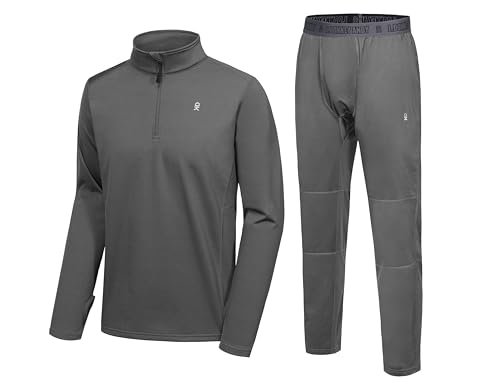 Little Donkey Andy Mens Winter Fleece Pajama Set Warm Long Sleeve Pjs Quarter Zip Sleepwear Lounge Pants With Fly Gray M