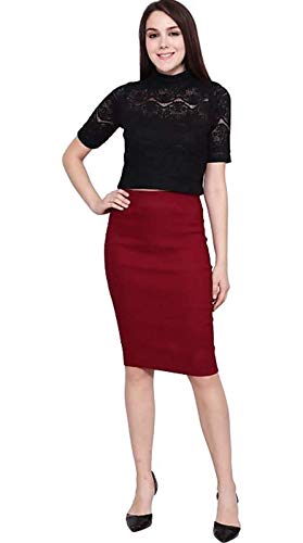 Image of Women Designer Solid Pencil Skirt