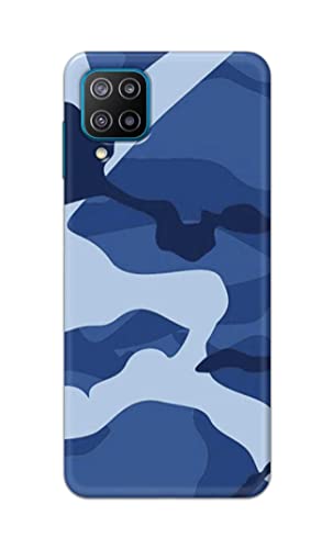 Image of Printed Hard Back Cover Case for Samsung Galaxy F12 Back Cover (Army Blue Pattern) -702