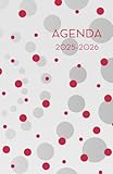  Agenda Adulte 2025-2026 - Pois Framboise, gris et blancs (12.85x19.84 cm) 1 page pour 2 jours