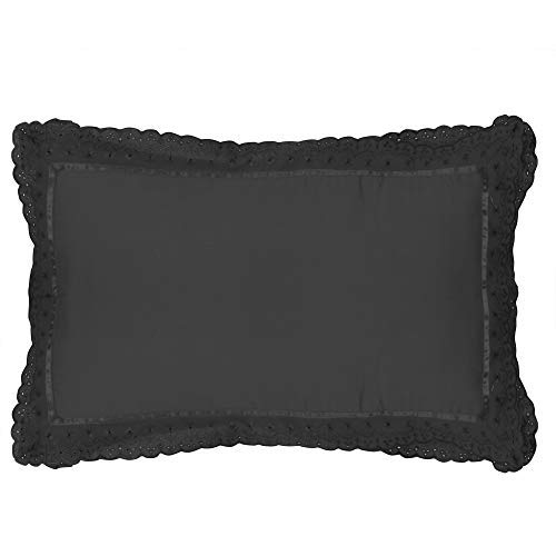Image of VHC 100% Cotton Lace Pillow Cover /Case Set (Pack of 2)-Black