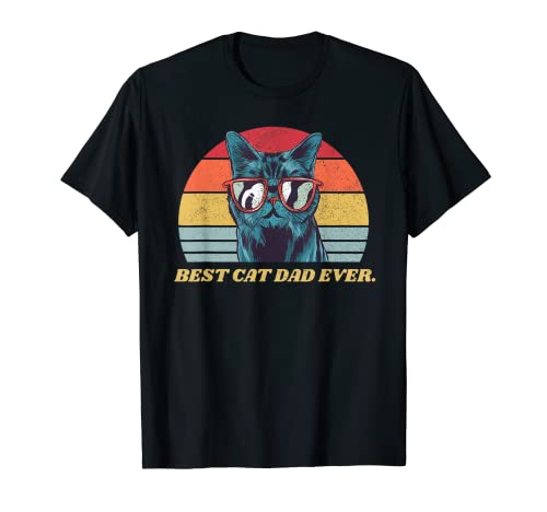 "Best Cat Dad Ever" Vintage-Retro-Stil, lustiges Geschenk für Katzenliebhaber T-Shirt
