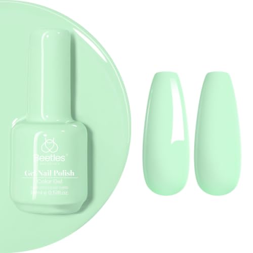 Beetles Mint Green Gel Nail Polish, 15ML Green Gel Polish | Soak-Off UV LED, Long-Lasting Nails Art for Salon & Home DIY Manicures