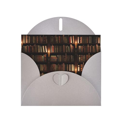 TYANG Tarjetas de felicitación de papel perlado para biblioteca de libros con diseños de sobres, tarjetas de notas en blanco,