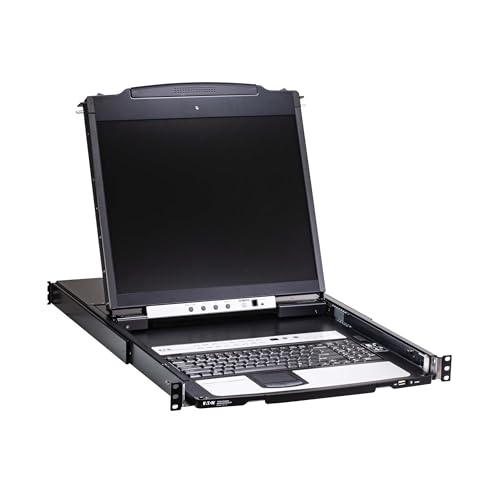 Image of Eaton 16-Port Rack KVM Over IP Switch, 19in LCD Screen KVM, Cat5 /Cat5e, Virtual Media KVM, 1U Rackmount, VGA Port, TAA Compliant, 1-Year Warranty (B064C-16-1-IP)