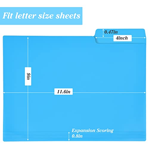 Eoout 12 Pack Plastic File Folders Letter Size Colored Folders, 6 Assorted Colors Poly Filling Folders With 1/3 Cut Erasable Tabs Heavy Duty 3 Tab Folders, For Office School Home Organization #TOP1
