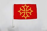 Acabados : AZ FLAG Bandera de Coche de MEDIODÍA-Pirineos - OCCITANIA 45x30cm - BANDERINA para Auto DE Midi-PYRÉNÉES - OCCITANIE - Francia 30 x 45 cm